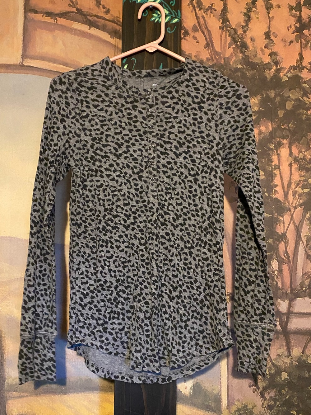Aerie Leopard Print Henley Top